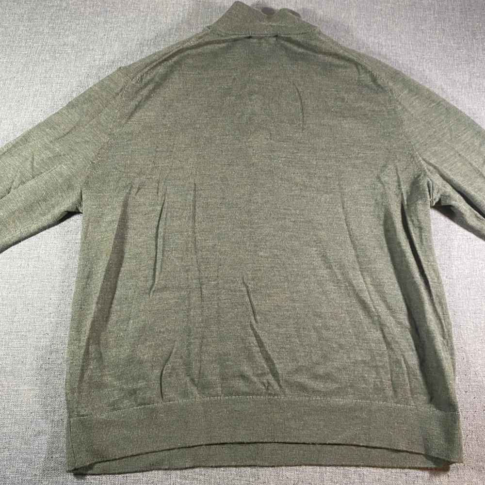 Banana Republic‎ Mens XL 100% Merino Wool Olive Green Quarter Zip Sweater